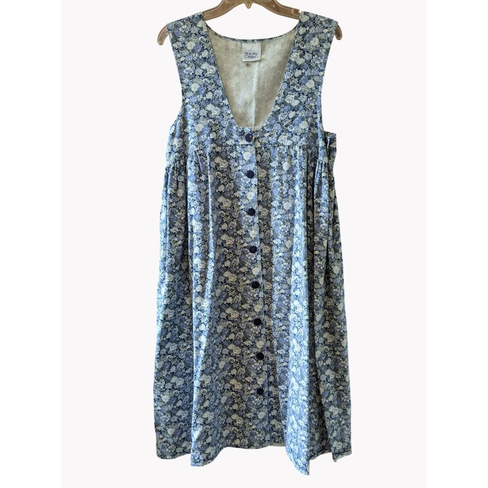 Floral Twill Jumper Floral Dress Overall Cottagecore Grandmacore Vintage 80s Lrg